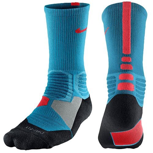 Nike Hyper Elite Basketball Crew Socks (Light Blue Lacquer/Bright Crimson)